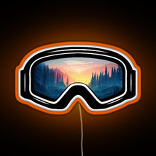 Load image into Gallery viewer, Ski Goggles Trees in the Sunset Design RGB neon sign orange