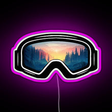 Load image into Gallery viewer, Ski Goggles Trees in the Sunset Design RGB neon sign  pink