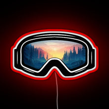Load image into Gallery viewer, Ski Goggles Trees in the Sunset Design RGB neon sign red