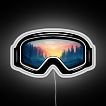 Load image into Gallery viewer, Ski Goggles Trees in the Sunset Design RGB neon sign white 