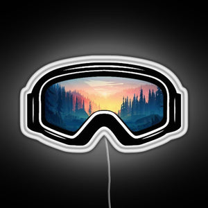 Ski Goggles Trees in the Sunset Design RGB neon sign white 