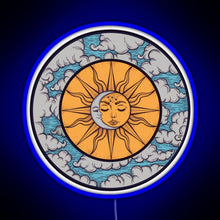 Load image into Gallery viewer, Sun and moon RGB neon sign blue