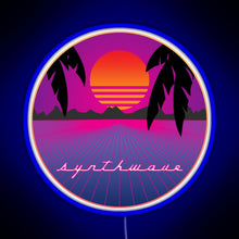 Load image into Gallery viewer, Synthwave Sunset RGB neon sign blue