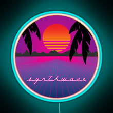 Load image into Gallery viewer, Synthwave Sunset RGB neon sign lightblue 