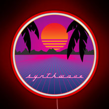 Load image into Gallery viewer, Synthwave Sunset RGB neon sign red