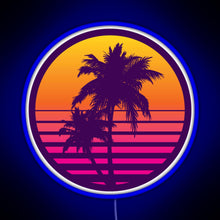 Load image into Gallery viewer, Synthwave Sunset RGB neon sign blue