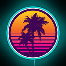 Load image into Gallery viewer, Synthwave Sunset RGB neon sign lightblue 