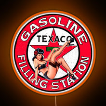 Load image into Gallery viewer, Texaco gasoline pin up vintage sign RGB neon sign orange