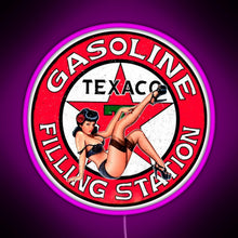 Load image into Gallery viewer, Texaco gasoline pin up vintage sign RGB neon sign  pink