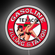 Load image into Gallery viewer, Texaco gasoline pin up vintage sign RGB neon sign white 