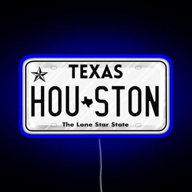 Texas License Plate RGB neon sign blue