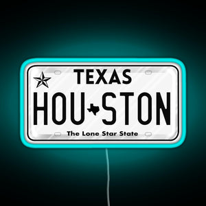 Texas License Plate RGB neon sign lightblue 