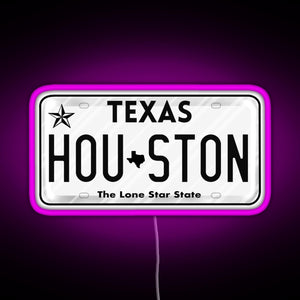 Texas License Plate RGB neon sign  pink
