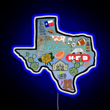 Load image into Gallery viewer, Texas Pride Sticker RGB neon sign blue