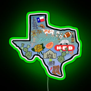 Texas Pride Sticker RGB neon sign green