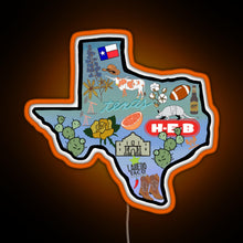 Load image into Gallery viewer, Texas Pride Sticker RGB neon sign orange