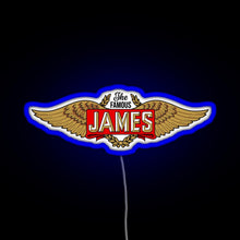 Load image into Gallery viewer, The James Motorcycles Wings RGB neon sign blue