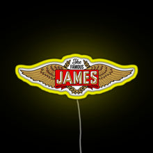 Load image into Gallery viewer, The James Motorcycles Wings RGB neon sign yellow