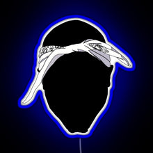 Load image into Gallery viewer, Tupac Bandana Black RGB neon sign blue