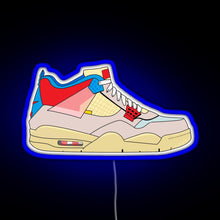 Load image into Gallery viewer, Union x Jordan 4 Guava ice RGB neon sign blue