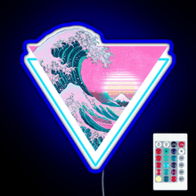Load image into Gallery viewer, Vaporwave Aesthetic Great Wave Retro Triangle RGB neon sign remote