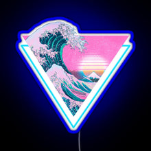 Load image into Gallery viewer, Vaporwave Aesthetic Great Wave Retro Triangle RGB neon sign blue