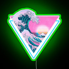 Load image into Gallery viewer, Vaporwave Aesthetic Great Wave Retro Triangle RGB neon sign green