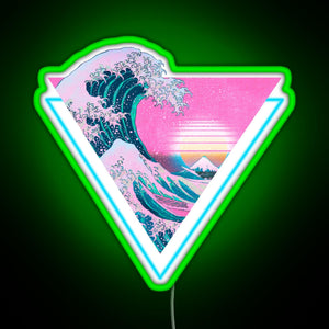 Vaporwave Aesthetic Great Wave Retro Triangle RGB neon sign green