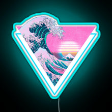 Load image into Gallery viewer, Vaporwave Aesthetic Great Wave Retro Triangle RGB neon sign lightblue 