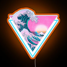 Load image into Gallery viewer, Vaporwave Aesthetic Great Wave Retro Triangle RGB neon sign orange
