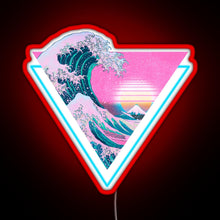 Load image into Gallery viewer, Vaporwave Aesthetic Great Wave Retro Triangle RGB neon sign red
