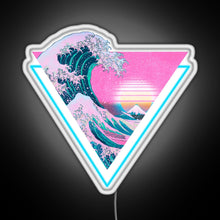 Load image into Gallery viewer, Vaporwave Aesthetic Great Wave Retro Triangle RGB neon sign white 