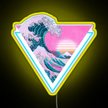 Load image into Gallery viewer, Vaporwave Aesthetic Great Wave Retro Triangle RGB neon sign yellow