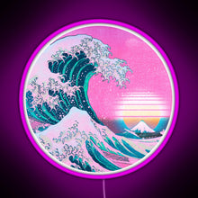 Load image into Gallery viewer, Vaporwave Great Wave Off Kanagawa Aesthetic Retro Sunset RGB neon sign  pink