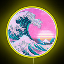 Load image into Gallery viewer, Vaporwave Great Wave Off Kanagawa Aesthetic Retro Sunset RGB neon sign yellow