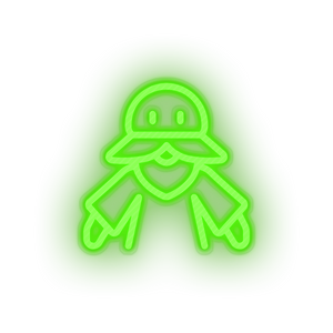 green video game character led neon factory