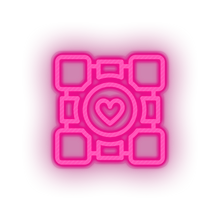 Load image into Gallery viewer, pink video game logo companion cube led neon factory