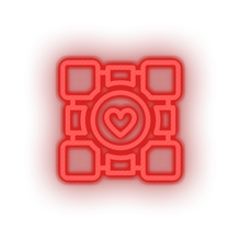 Load image into Gallery viewer, red video game logo companion cube led neon factory