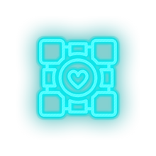 Load image into Gallery viewer, ice_blue video game logo companion cube led neon factory