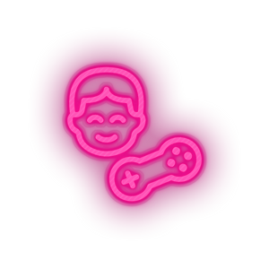 pink video game person face human controller led neon factory