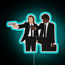 Load image into Gallery viewer, Vincent and Jules from Pulp Fiction RGB neon sign lightblue 