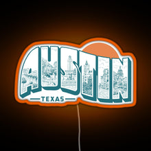 Load image into Gallery viewer, Vintage Austin Texas RGB neon sign orange