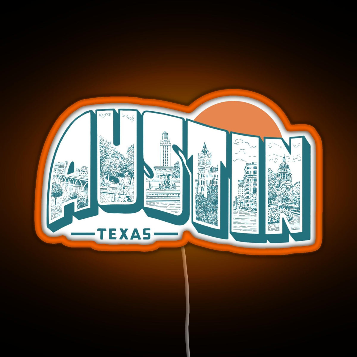 Vintage Austin Texas RGB neon sign