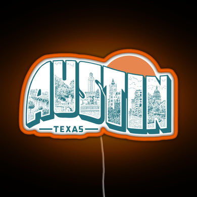 Vintage Austin Texas RGB neon sign orange