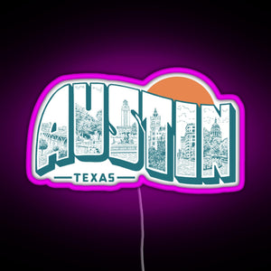 Vintage Austin Texas RGB neon sign  pink