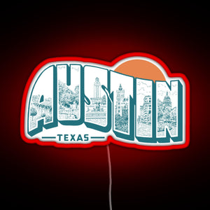 Vintage Austin Texas RGB neon sign red