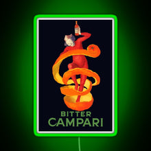 Load image into Gallery viewer, Vintage Bitter Campari Leonetto Cappiello Bitter Campari French Liquor Advertisement f RGB neon sign green