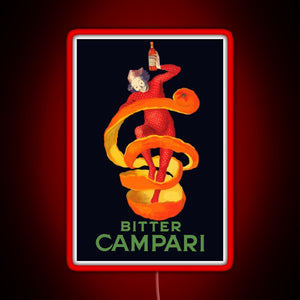 Vintage Bitter Campari Leonetto Cappiello Bitter Campari French Liquor Advertisement f RGB neon sign red