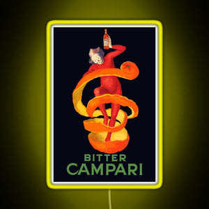 Vintage Bitter Campari Leonetto Cappiello Bitter Campari French Liquor Advertisement f RGB neon sign yellow