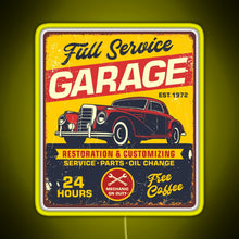 Load image into Gallery viewer, Vintage Full Service Garage Sign RGB neon sign yellow
